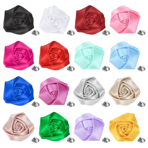 M METERXITY 16-Pack Lapel Pin for Men, Handmade Flower Brooch Button Pins for Men Suits, Formal Boutonnieres for Wedding/Groom/Corsage - color: Mutilcolor