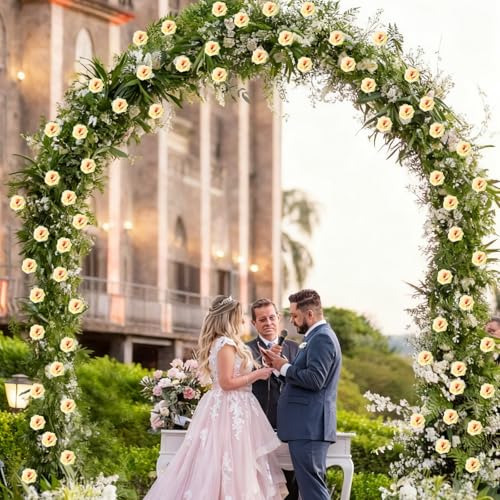 4Pcs Artificial Rose Vines Fake Flowers Garland with Green Leaves Faux Hanging Floral Plants for Home Bedroom Living Room Patio Decor,Christmas Wedding Birthday Party Decoration (Champagne) - color: Champagne, size: 4Pcs-large rose
