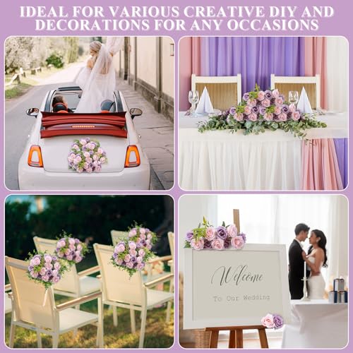 Zeyune 16 Bunches 12 Inch Artificial Mini Rose Bouquet 160 Heads Bridal Flower Bouquets Fake Silk Rose Bulk for Valentine's Day Wedding Bridal Shower Home Office Garden(Pink and Purple) - color: Pink and Purple
