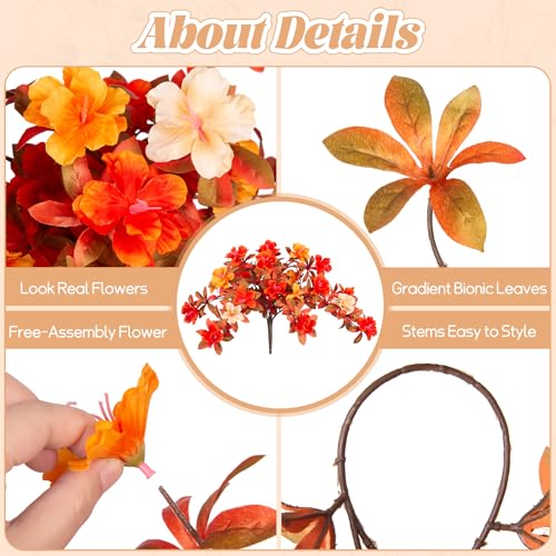 Ammyoo Fall Flowers with Hanging Basket Artificial for Decoration, Fake Silk Rhododendron Flowers for Outdoors, UV Resistant No Fade Floral for Home Garden Balcony Porch Patio Wedding Party Decor - color: Z-orange Yellow White With Basket