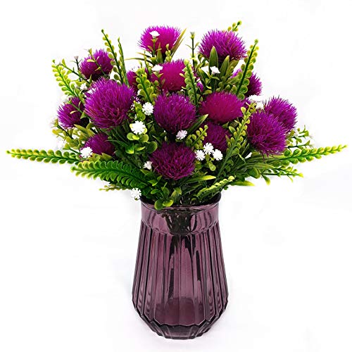 Artificial Dandelion Plants Decor, Fake Plastic Flowers Shrubs Bushes Grass for Indoor Outdoor Home Garden Wedding Party Table Centerpieces Arrangements Decoration Planting Filler Fuchsia 4 Pack - color: Dandelio - Fuchsia 4 Pack