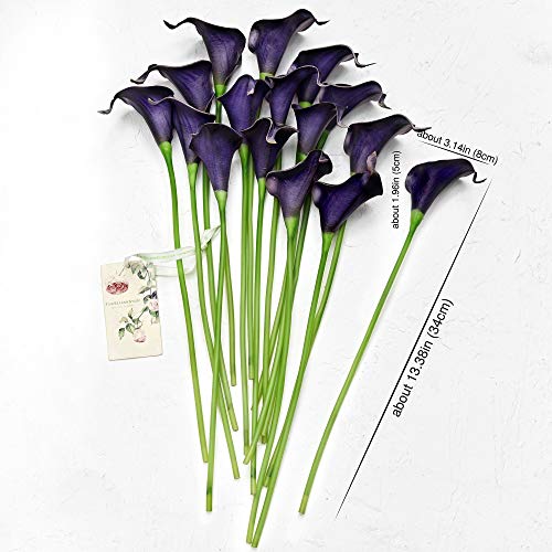 FiveSeasonStuff Real Touch Calla Lily Artificial Flowers Wedding Bridal Bouquet | Floral Arrangements | 15 Calla Lilies (Mystic Blue Violet) - color: Mystic Blue Violet