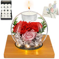 Preserved Red Carnation Real Rose in Glass with Scented Candles–– Forever Flower Romantic Anniversary Christmas Birthday Valentines Mothers Day Gifts for Mom, Women, Wife, Girlfriend, Her, Grandma - color: Red Carnation
