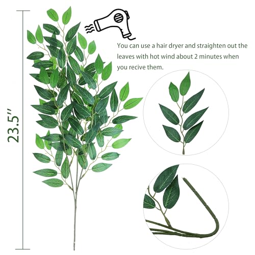 GREENTIME 6 Pack Artificial Italian Ruscus Greenery Stems 23.5'' Faux Green Leaf Bouquet for Vase Bridal Wedding Table Centerpiece Decor - color: Green - Italian Ruscus Stems