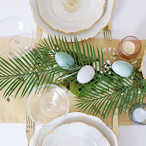 14Pcs Artificial Palm Leaves, 20.4" Outdoor Faux Palm Fronds Fake Tropical Palm Leaves For Palm Sunday Flower Arrangement Wedding Birthday Party Home Spring Summer Decor - size: 14 Pcs