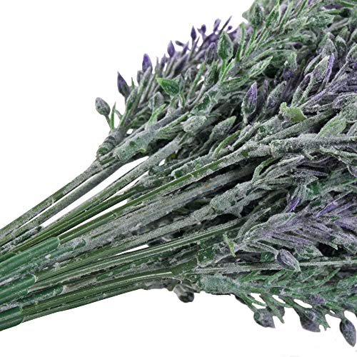 GTIDEA 4pcs Artificial Flowers Fake Lavender Faux Purple Flocked Plastic Flowers Plants for Home Wedding Kitchen Garden Patio Window Box Office Table Centerpieces Indoor Outdoor Décor