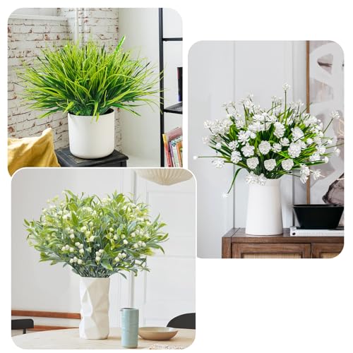 36 Pcs Artificial Flowers for Outdoor, UV Resistant Outdoor Fake Plants Faux Plastic Flowers Shrubs for Outside Garden Patio Porch Window Box Spring Summer Decor (Mixed White) - color: White