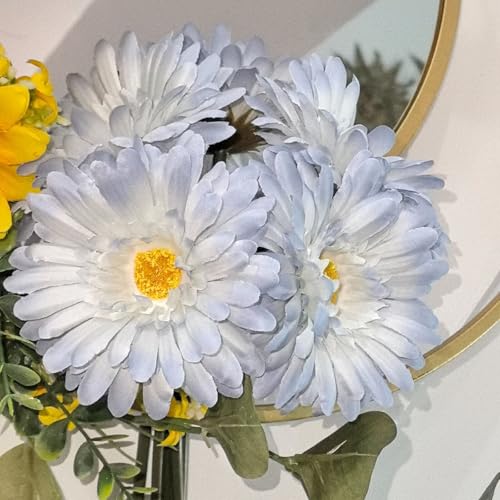 TOPIA Artificial African Daisies Flowers African Daisy Silk Flowers Artificial Gerbera Daisies Pack of 10 (Light Blue) - color: Light Blue, size: 10pcs