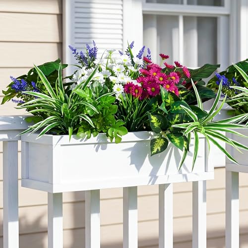LUNETH 19PCS Artificial Plants Outdoor Fake Plants UV Resistant Artificial Flowers Greenery Stems Faux Plants Bushes for Outdoor Patio Garden Front Porch Yard Decor - color: Mix-1
