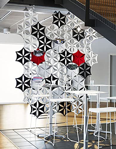 Felt Fiber Surface High Density Polyester Fiber Board 3D Flower Venus 14"x12" Hanging Room Divider Panel Cut Room Partition Home Decoratio(12 Pcs)(Black) - color: Black