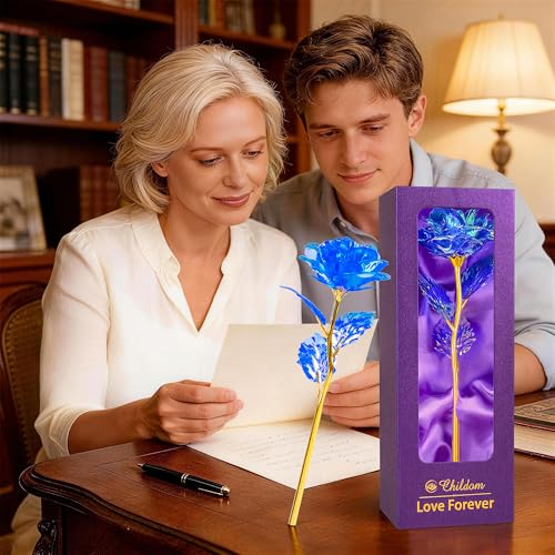 Childom Mothers Day Rose Gifts for Mom,Birthday Gifts for Women,Mothers Day Flowers Gifts for Mom from Daughter Son,Blue Artificial Flowers Gift for Wife,Grandma,Christmas,Valentines,Anniversary - color: Colorful Blue