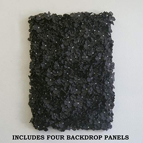 Tableclothsfactory 4 PCS Black Silk Hydrangea Flower Mat Wall Wedding Event Decor for DIY Centerpieces Arrangements Party Home Decorations - color: Black