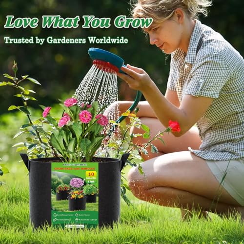 FEED GARDEN 25 Gallon Grow Bags 4 Pack – Heavy Duty 300G Thick Fabric Plant Pots with Reinforced Handles, Breathable Drainage Planters for Tomatoes, Potatoes & Large Vegetables Indoor Outdoor - size: 25 Gallon