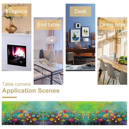Abstract Flower Watercolor Linen Table Runner for Table Decor, Botanical Colorful Floral Printed for Dining Room Kitchen Holiday Party Office Home Decorate 13" x 36" - color: Floral_1, size: 13"W x 36"L (Pack of 1)