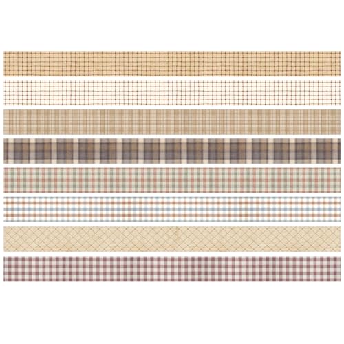 Vintage Washi Tape Set 8 Rolls Thin Retro Decorative Antique Patterns Masking Tapes for Arts, DIY Crafts, Journals, Planners, Scrapbook, Wrapping (Retro Plaid) - color: Retro Plaid