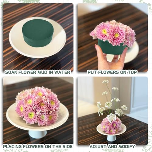6 Pcs Round Floral Foam Blocks, 3.2 inch Plant Flower Foam, Green Flower Foam for Fresh or Artificial Flower Arrangements, Florist Foam for DIY Crafts, Wedding, Birthdays, Home Decor - color: 6Pcs, size: 3.2"Wx1.6"H