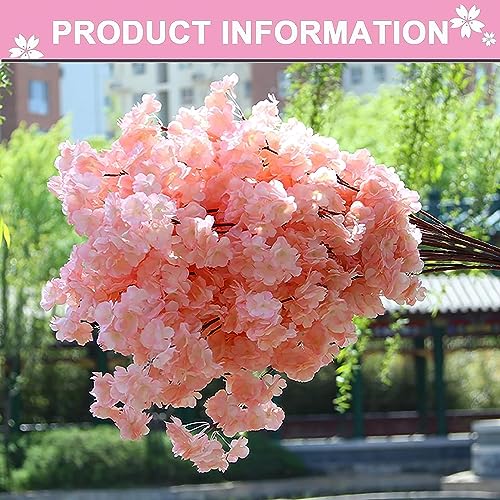 Artificial Cherry Blossom Tree Cherry Tree Decor with 30 Branches Cherry Blossom 4 Tree Vine, Champagne Japanese Cherry Blossom for Indoor Wedding