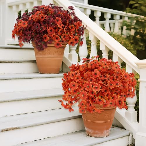Artificial Mum Flowers for Outdoors, 16 Bundles UV Resistant Faux Mum | Fake Mums Plastic Flowers for Halloween Front Door Porch Patio Yard Balcony Decor - color: Mix Color, size: 16PCS