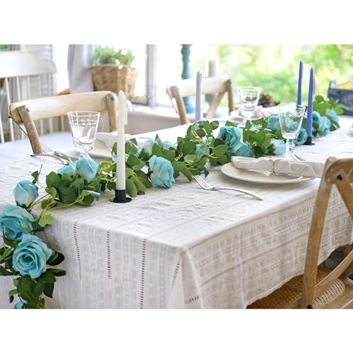 FiveSeasonStuff 29 Ft 4 Pack Rose Silk Flower Garland Artificial Flowers Decoration Hanging Floral Décor for Wedding Baby Shower Birthday Party Garden (Sky Blue) - color: Sky Blue