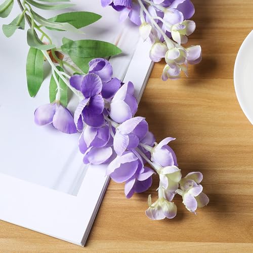 Duovlo 4Pcs 6.6Ft/Piece Imitation Silk Wisteria Garland Hanging Flower Vine for Home Outdoor Garden Ceremony Wedding Arch Floral Decor (Light Purple) - color: Light Purple