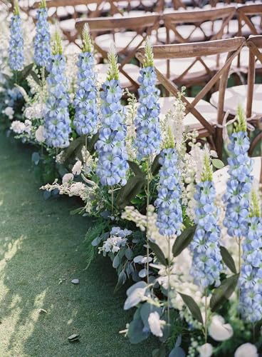 IPOPU 8PCS Snapdragon Artificial Flowers Blue Delphinium Artificial Silk Flowers Long Stem Hyacinths Fake Flowers for Wedding Home Outdoor Floral Arrangements Centerpiece Table Decorations (Baby Blue) - color: Baby Blue
