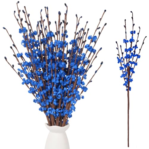 Wootkey 10Pcs 17.5'' Blue Long Stem Artificial Jasmine Flowers for Decorations Jasmine Fake Flowers Faux DIY Floral Art Plants Pussy Willow Branches for Wedding Bouquets Home Office Party Decor - color: Sapphire Blue, size: 10pcs-17.5''