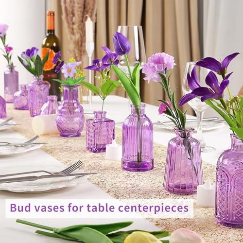 Glass Bud Vases in Bulk Set of 30 Pcs,Small Glass Vases for Flowers as Wedding Centerpieces for Tables,Clear Flower Vases Suitble for Wedding Decorations,Home Decor (Light Purple, 30 pcs) - color: Light Purple, size: 30 pcs