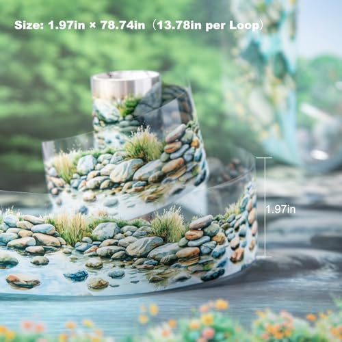 6 Rolls River Landscape PET Tape Set – Forest Stream and Riverbank Aesthetic with Seamless Nature Scenes for Scrapbooking, Journaling, Crafts, DIY and Decor - style: Riverside Scenery