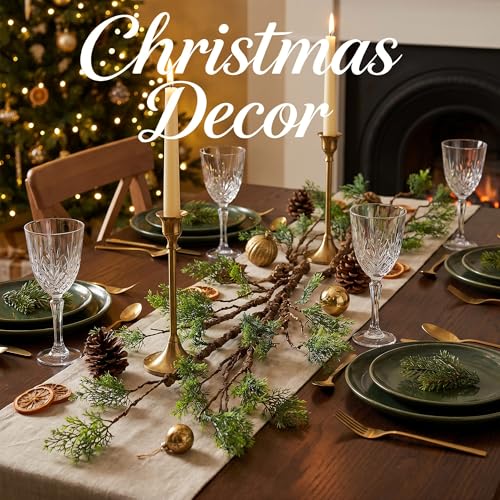 39.3in Bendable Faux Cedar Stems Artificial Pine Tree Branches Trunk Twigs Plants Vines Garland With Greenery Picks For Christmas Wall Hanging Reptile Climbing Outdoor Home Jungle Halloween Decoration
