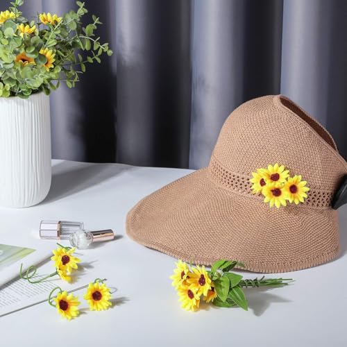 Wavwavw 50 Pcs 1.57 Inch Mini Artificial Sunflower Heads with Iron Stems for Home Party Decoration Wedding Decor, Bride Holding Flowers Centerpieces Wreath Garden DIY Art Decor Crafts - size: 1.57 Inch