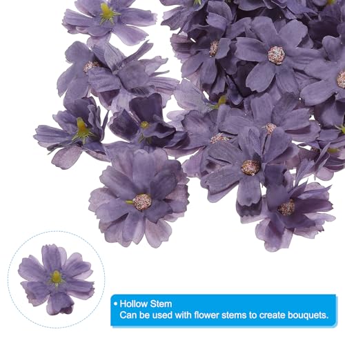 PATIKIL Fake Flower Heads for Crafts, 30 Pcs Faux Flower Bulk Mini Artificial Silk Flowers Embellishments Cherry Blossom for Wreath Wedding Party Decoration, Purple - color: Purple