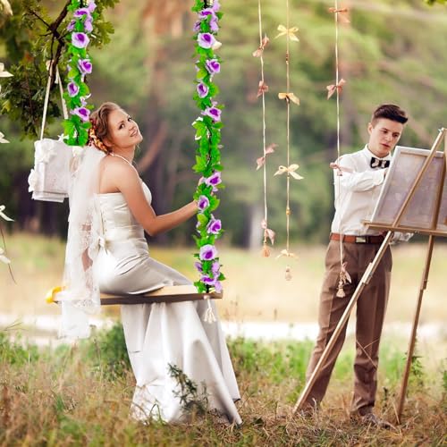 8Pcs 60Ft Purple Rose Garland, Fake Flower Vines, Artificial Vine Flowers, Rose Hanging Garland for Party Wedding, Garden, Room Table, Christmas, Backdrop Wall Arch Decor - color: Purple, size: 8Pcs 60Ft