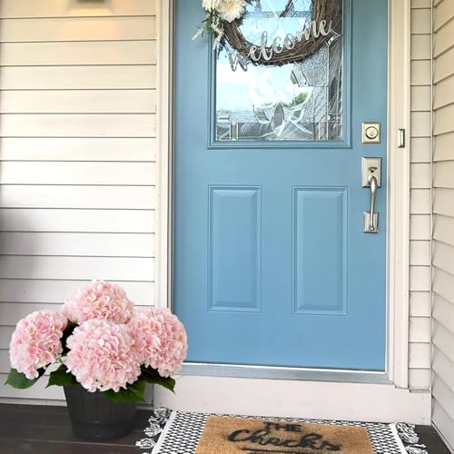 JINWOE Pink Flowers Silk Artificial Hydrangeas, 4Pcs 22" Lifelike Large Silk Flowers with Stems, Artificial Flowers for Wedding Bouquet Table Centerpieces Outdoor Home - color: Light Pink