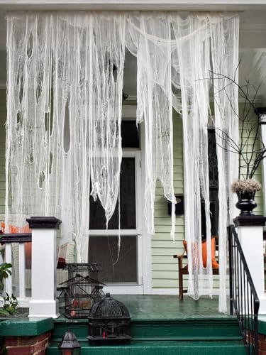 Creepy Cloth, Halloween Decorations Outdoor Indoor, 79 x 79 inch White Spooky Scary Gauze Fabric for Halloween Party Haunted House Graveyard Decor - color: White, size: 79*79 inch