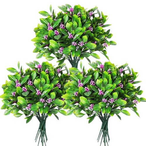 SJL Artificial Outdoor Flowers UV Resistant Faux Spring Plants Greenery Stems No Fade Faux Plants Greenery Shrubs for Outside Boxwood for Patio Garden Front Porch Planter Yard Decoration (Fuchsia) - color: Bundle Fuchisia Gladiolus