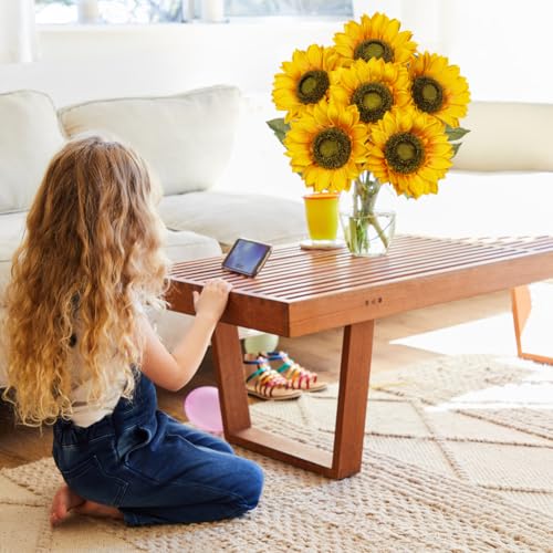 Large Silk Yellow Sunflowers Artificial Fall Flowers 26" Long Stem Artificial Sunflower 6 Pcs Tall Fake Sun Flowers Vintage Faux Sunflowers Bulk with Stem for Home Wedding Birthday Party Decor - color: Vintage Yellow