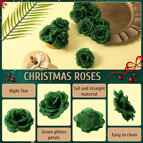 Yunlly 100 Pcs Artificial Flowers Fake Silk Roses Long Stem Rose Bouquet Wedding Party Home Decor for DIY Baby Shower Centerpieces Tables Home Decorations(Green) - color: Green
