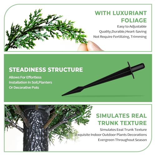 Artificial Cedar Topiary Ball Trees – Ground Spike – 16.5" – UV Resistant Faux Shrubs for Outdoor Decor, Front Porch & Garden – Evergreen Bushes for Yard, Patio, Landscaping (1)