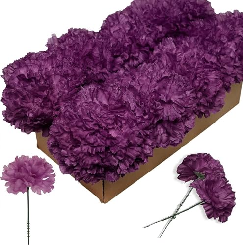Larksilk 500 Pack Lavender Carnations Artificial Flowers, Silk for Weddings | Bulk 500 lavender silk carnation heads on 5in wired stems for wedding centerpieces, bouquets, arches & DIY crafts - color: Lavender, size: 500