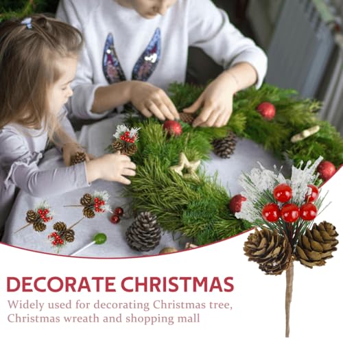 20PCS Christmas Floral Picks, Artificial Christmas Tree Picks and Sprays, Faux Cedar Pine Needles Branches with Red Berry Stems and Pine Cones for Crafts DIY Garland Holiday Wreath - size: 20PC Pine Picks