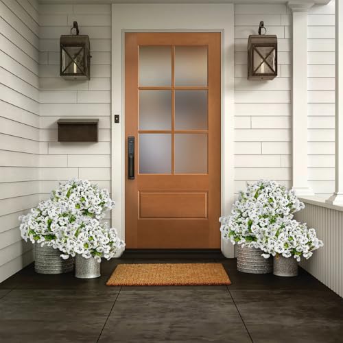 SupBri 12 Bundles Artificial Flowers for Outdoor, UV Resistant Fake Pansy Flowers, Silk Faux Fowers for Outdoor Planters Home Garden Office Patio Front (White) - color: White