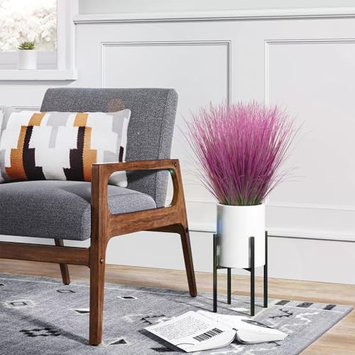 24 Bundles Artificial Grass Plants Outdoor Tall Faux Shrubs Greenery Stems Fake Onion Grasses Wheat UV Resistant for Outside Garden Indoor Office Home Decor（Pink） - color: Pink, size: 24Pcs