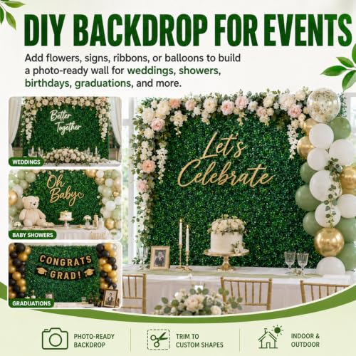 Juexica 24 Pcs Artificial Boxwood Hedge Panels 24" x 16", UV Protected Faux Greenery Wall for Privacy Screen Backdrop Wedding Bridal Shower Birthday Party Patio Fence Decor(16 x 24,24 Pcs) - size: 16 x 24"
