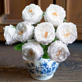 4 Pcs Real Touch Peonies Artificial Flowers, 3.5'' Big Bloom Austin Rose Peony Latex Fake Flower with Stems for Wedding Bouquet Party Valentines Arrangement Home Kitchen (White) - color: White
