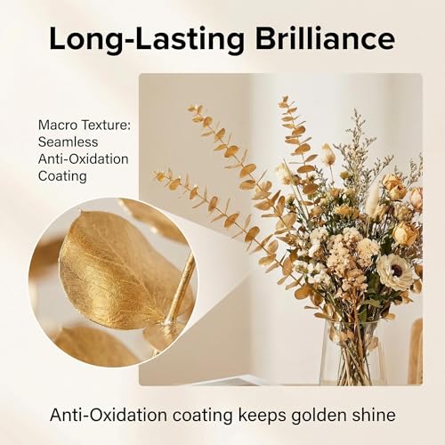 40 Pcs Decor Fake Eucalyptus Leaves for Christmas Decor Gold Leaf Artificiales para Table Wedding Home Room Office Decoracion (20inch) - color: Gold-c
