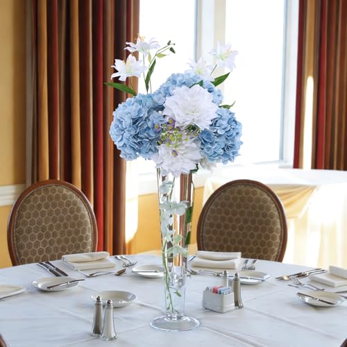 Coferset 4pcs Baby Blue Lifelike Hydrangea Artificial Flowers 22inch Real Touch Faux Hydrangea Flower Stem for Home Party Wedding Floral Filler Arrangements Ceterpieces Bouquets - color: Baby Blue, size: 4pcs