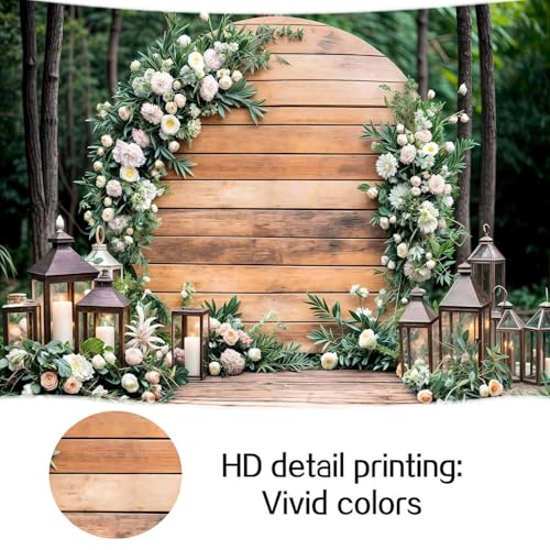 6X4ft Floral Wedding Photography Backdrop Vintage Wood Arch with White Pink Roses Bridal Newborn Birthday Party Decor Props for Studio Photo Shoots Anniversaries - color: Multi9, size: 6X4ft