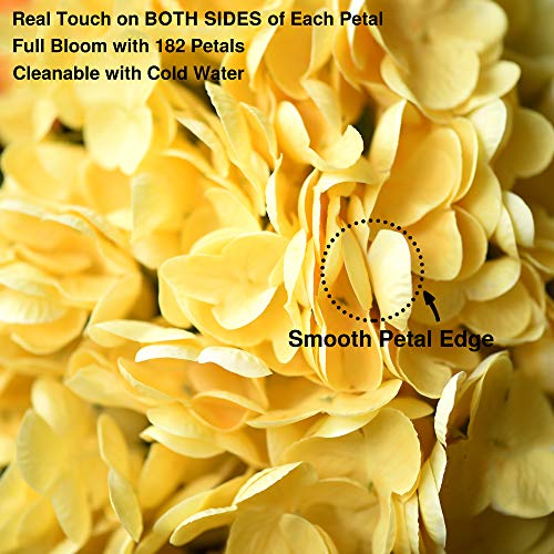 FiveSeasonStuff Real Touch Silk Hydrangea Flowers, 2 Large Long Stem Artificial Flowers for Floral Arrangements (Sunbeam Yellow) - color: Sunbeam Yellow