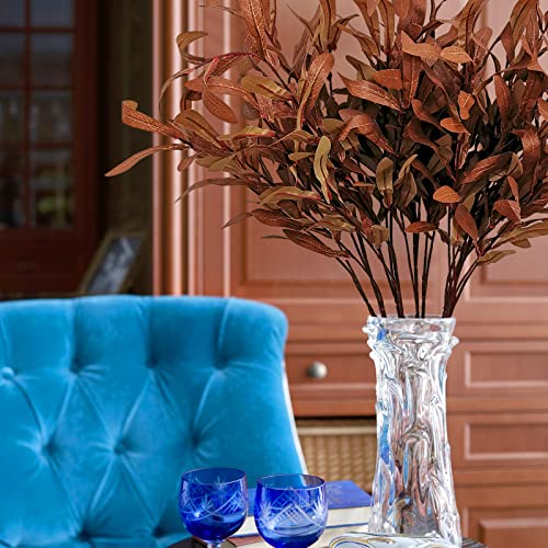 SNAIL GARDEN 5Pcs Fall Artificial Olive Leaves, 37" Long Stems Silk Greenery Autumn Eucalyptus Leaves Fake Plant Spray for Home Tall Vase Halloween Indoor Outdoor Table Centerpiece Fireplace Decor