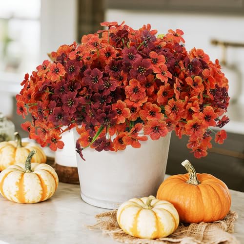 Geegoods Artificial Mum Flowers for Outdoors, 32 Bundles UV Resistant Faux Plastic Mum Flowers for Halloween Front Door Porch Patio Yard Balcony Decor - color: Mix Color, size: 32PCS